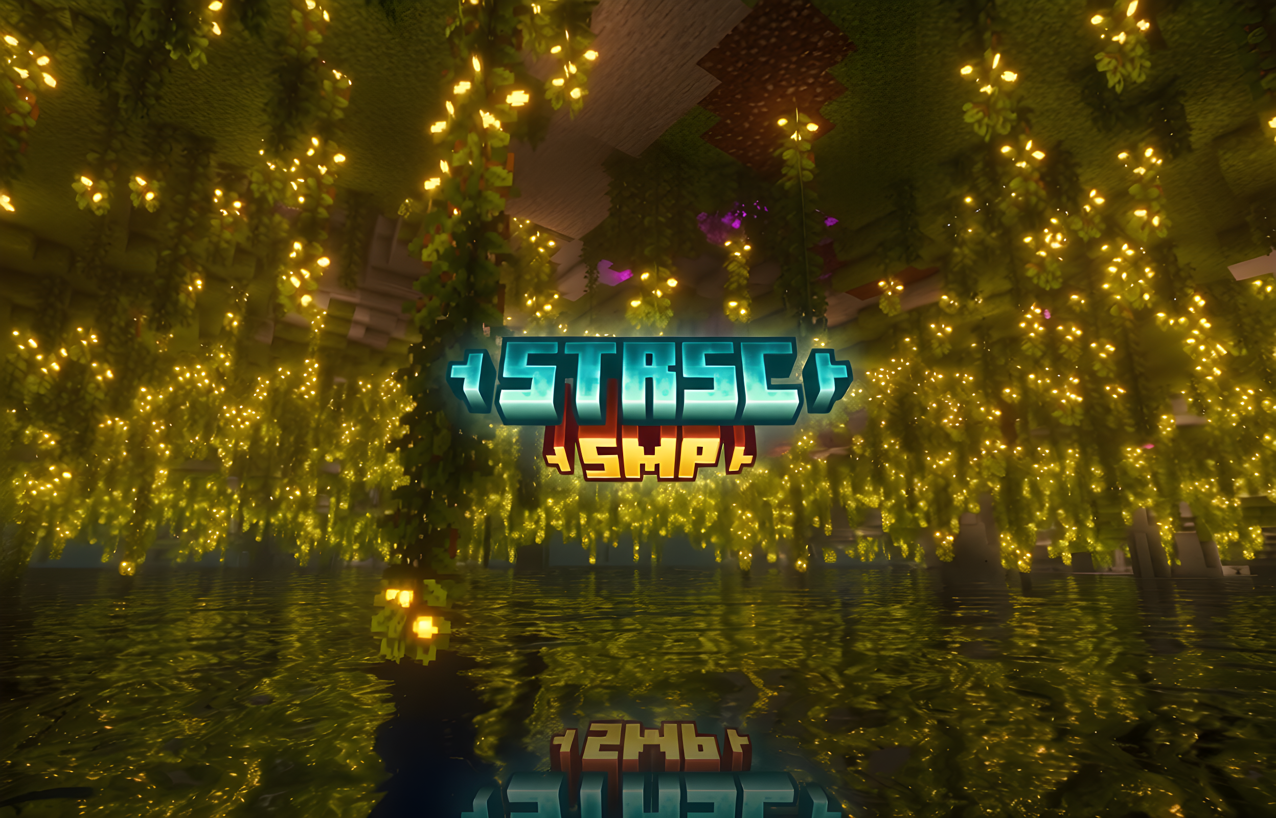 StarScourge SMP — lush caves base with server logo